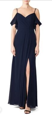 Watters & Watters Navy Chiffon Aldridge Gown 16W